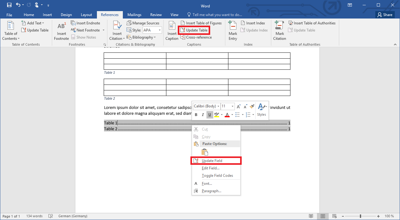 How To Insert A Table Of Figures In Word In A Few Simple Steps IONOS UK