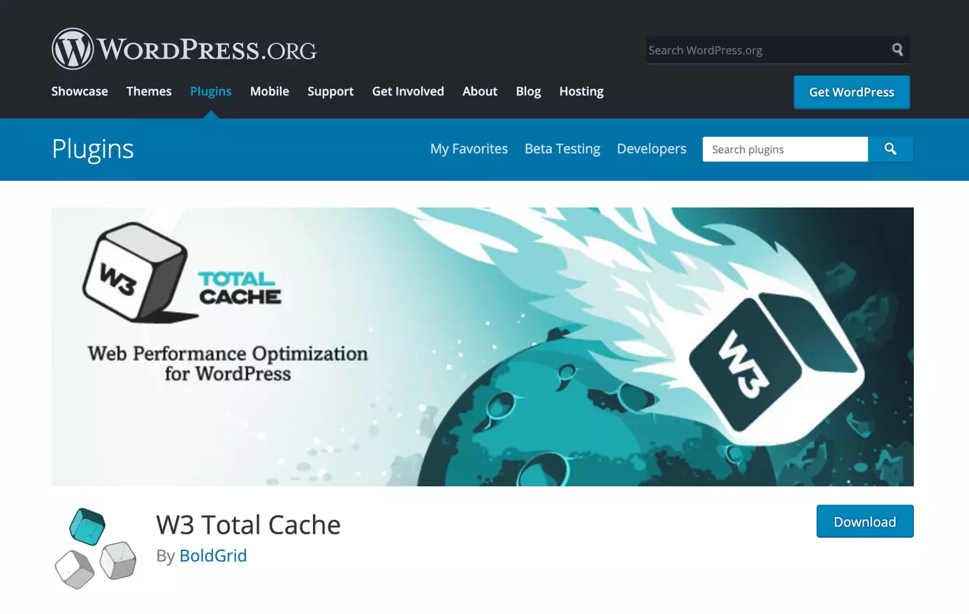 The WordPress caching plug-in W3 Total Cache on WordPress.org