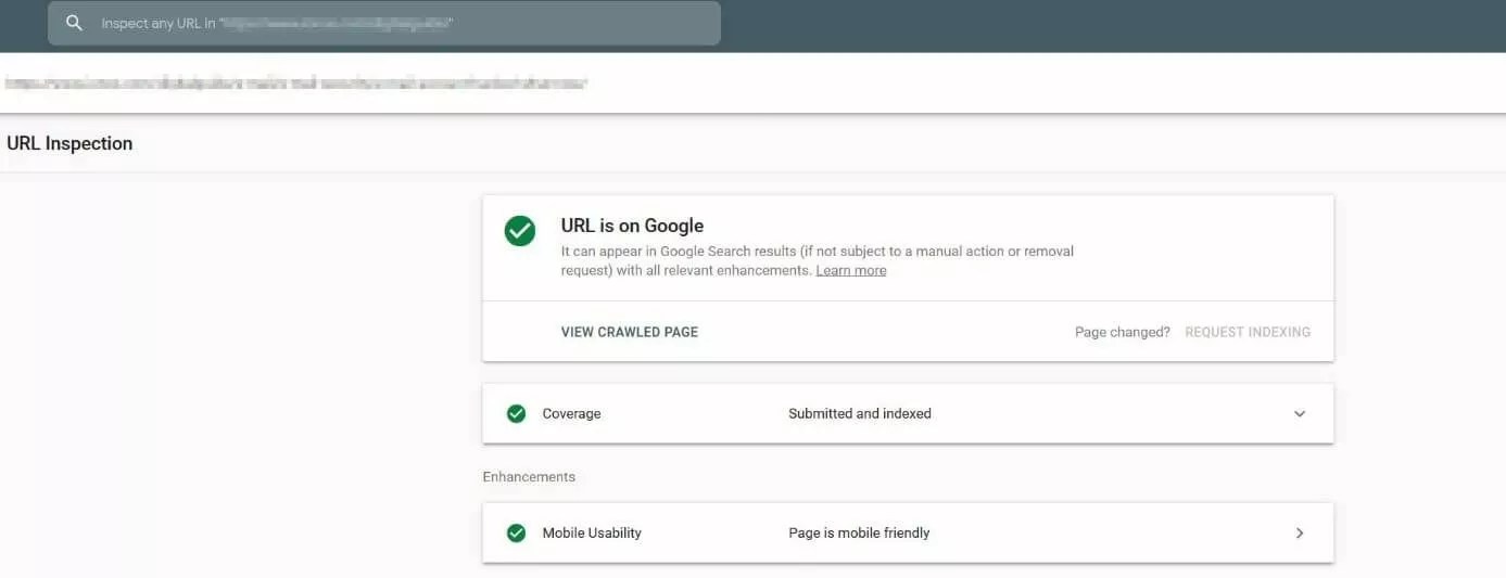 URL checking with Google Search Console