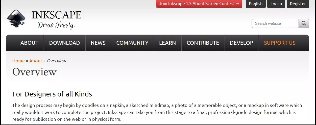 Alt-Text: Inkscape website