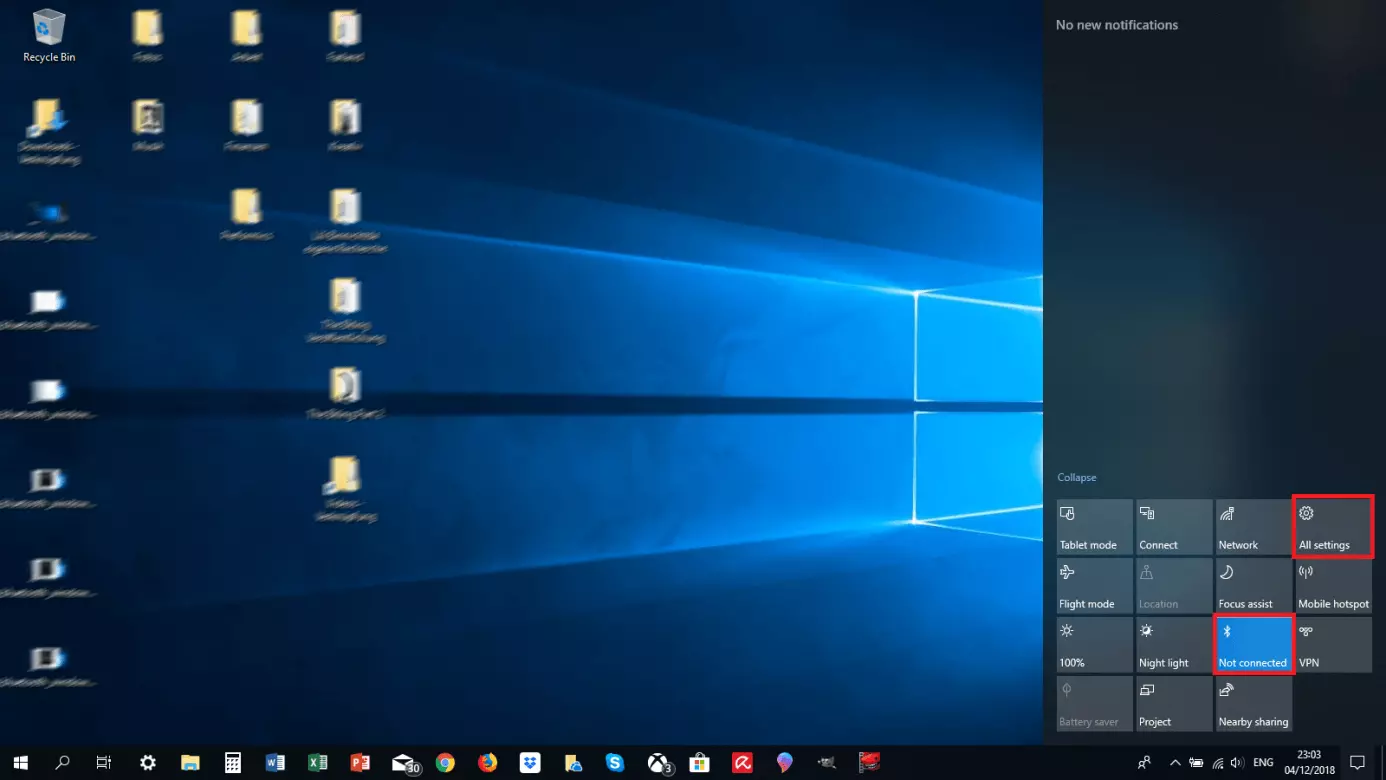 Notification area in Windows 10