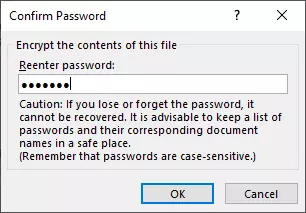 ‘Confirm password’ dialogue