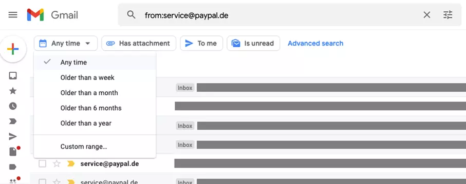 Gmail search with search operators: narrowing down the results