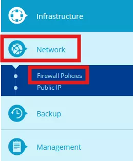 Firewall policy menu in the IONOS Cloud Panel