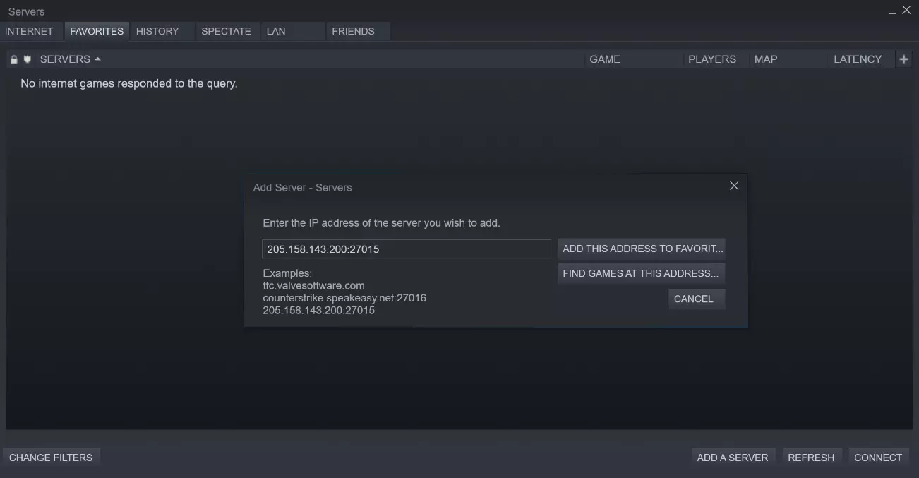 Steam Client: Add ARK Server to Favourites