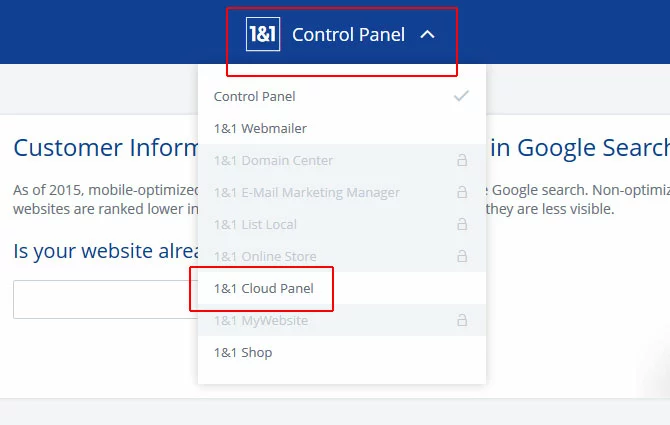 Dropdown - Cloud Panel