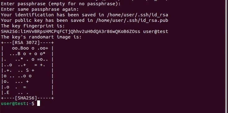 ‘randomart image’ of an Ubuntu SSH key pair