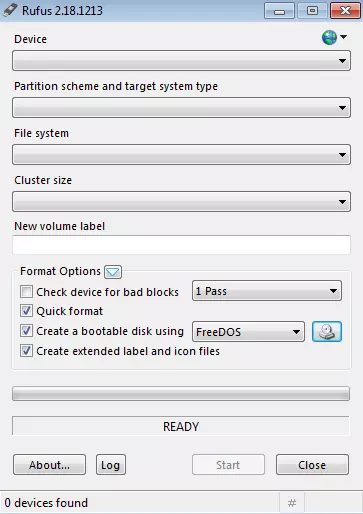 User interface of Rufus