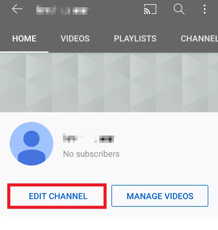 YouTube app: ‘Edit channel’ button