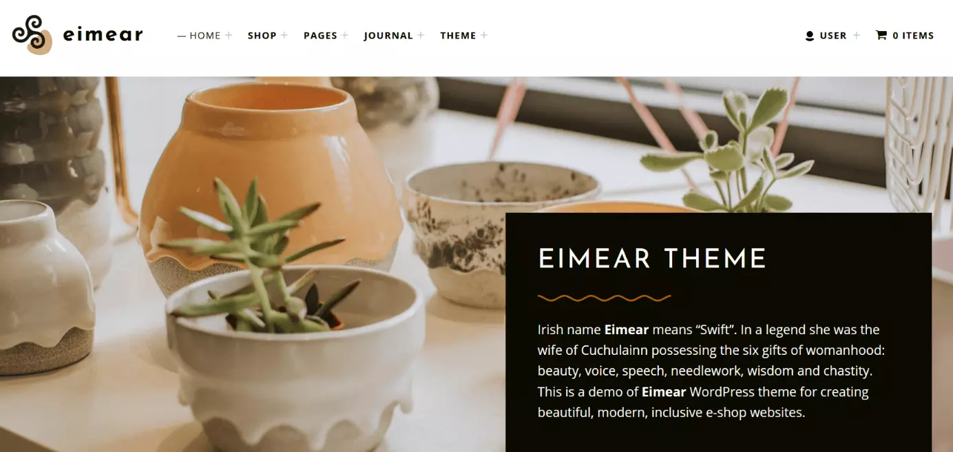 WordPress template “Eimear” by WebMan Design