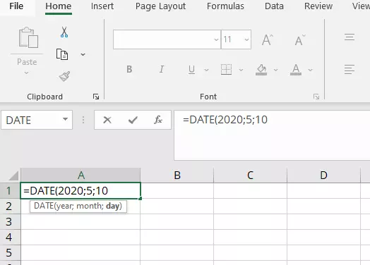 Excel DATE formula