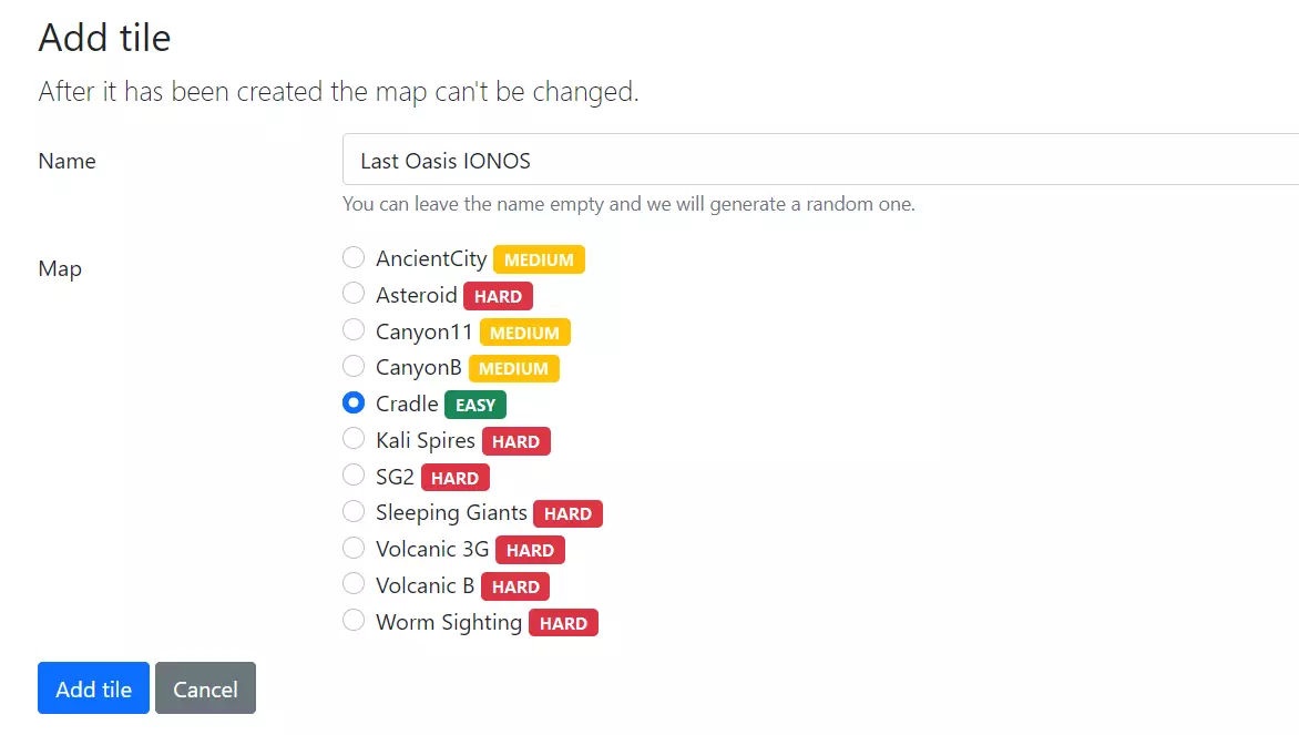 Last Oasis MyRealm: map selection