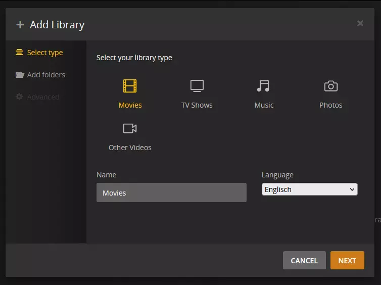 Adding a new library to the Plex Media server