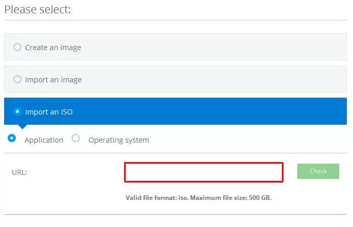 importing an ISO in the IONOS Cloud panel