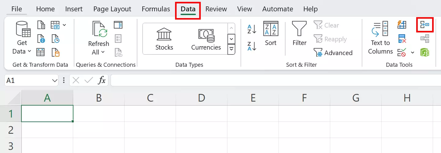 Go to ‘Data’ in the ribbon and click on ‘Consolidate’ in the Data Tools field