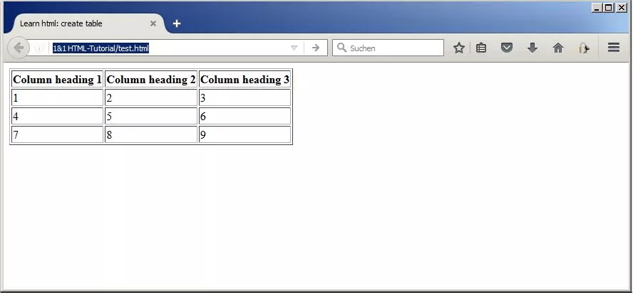 Table with four rows and three columns