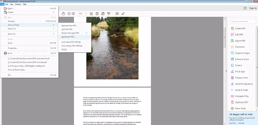 Creating an optimised PDF using Adobe Acrobat Pro DC