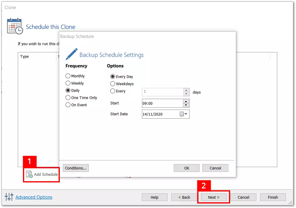 Macrium Reflect: Timer for regular cloning