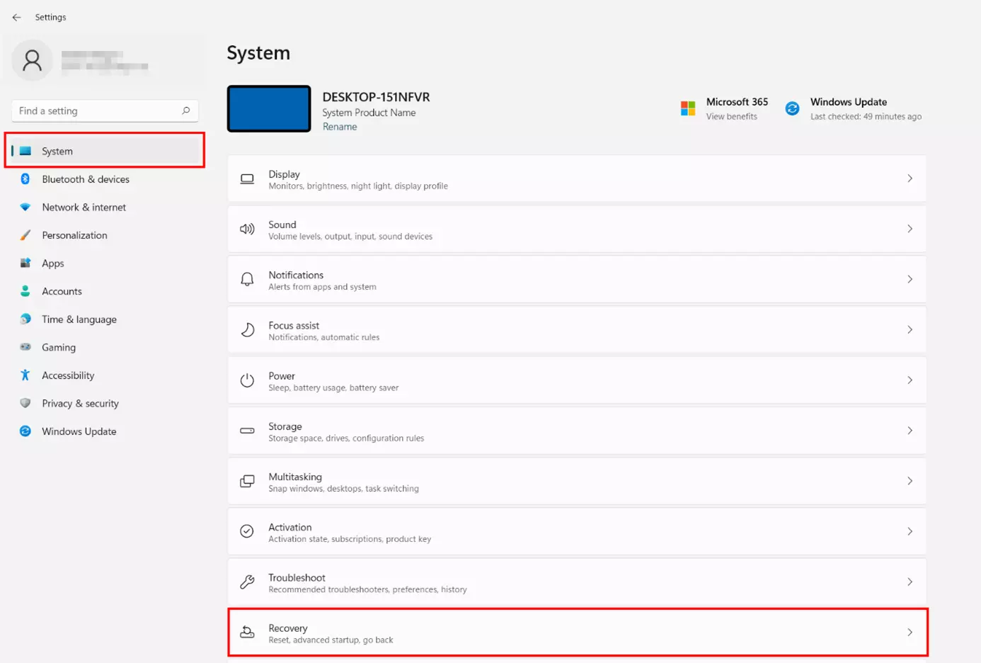 Windows 11 settings: ‘Recovery’