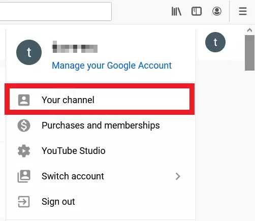 ‘Your channel’ in YouTube profile menu