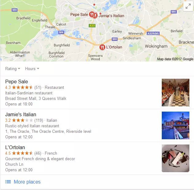 Google Local SEO: Search result for regional companies