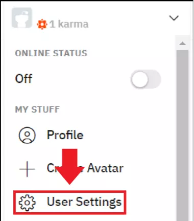 Click on the arrow next to your profile picture and select ‘User Settings’