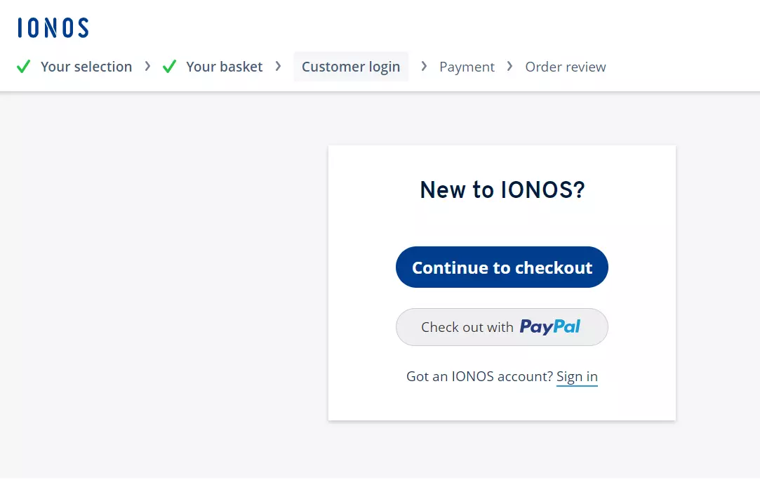 IONOS: Checkout