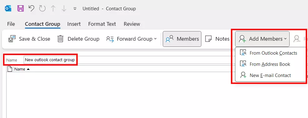 Outlook distribution list: Add Members