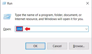 Open the ‘Run’ dialog with the Windows + R shortcut and type ‘cmd’