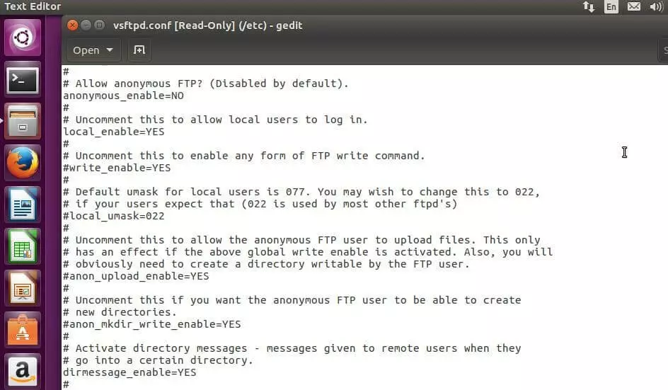 Glimpse at the vsftpd.conf file