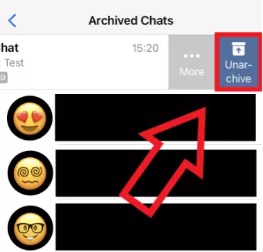 iPhone screenshot showing the 'undo' option of an archived WhatsApp chat