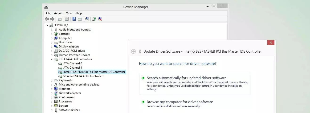 Windows Device Manager: Updating drivers