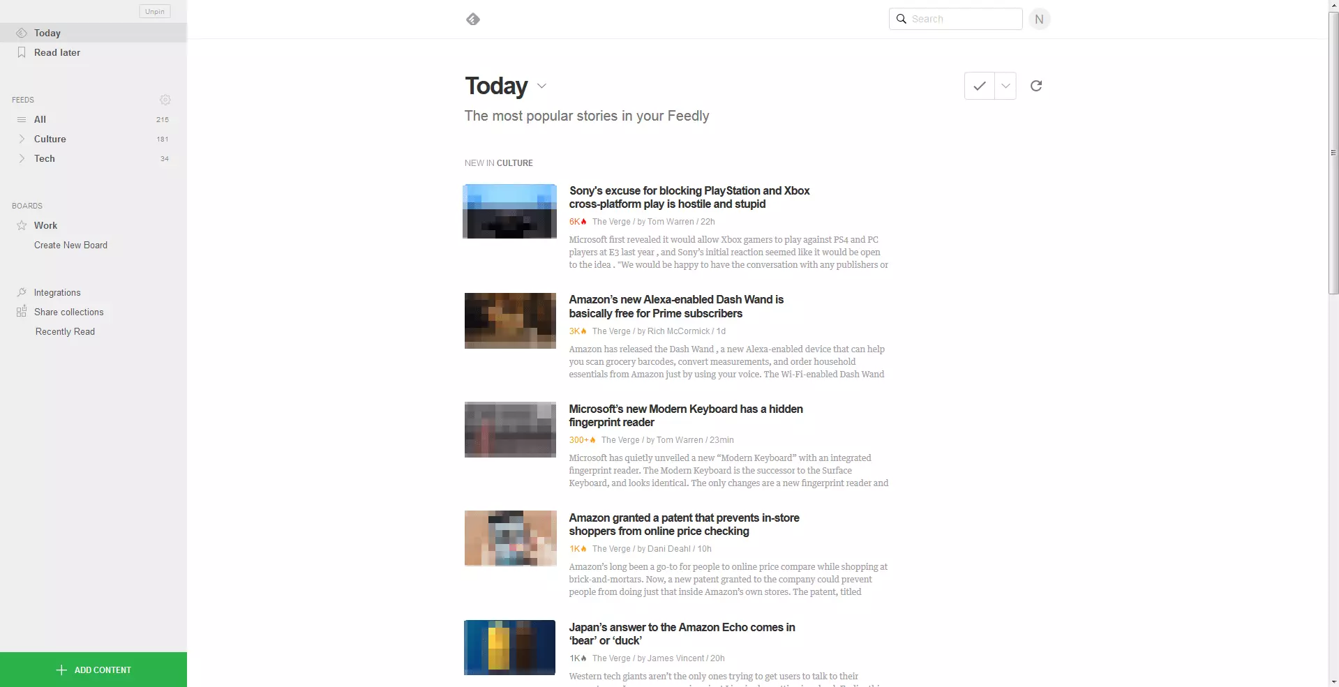 Feedly Interface