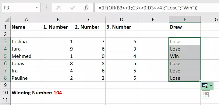 Excel: ‘Not equal to’ sign used with IF and OR