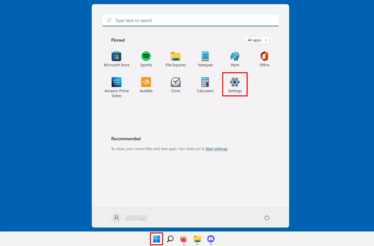 ‘Settings’ in the Windows 11 Start menu