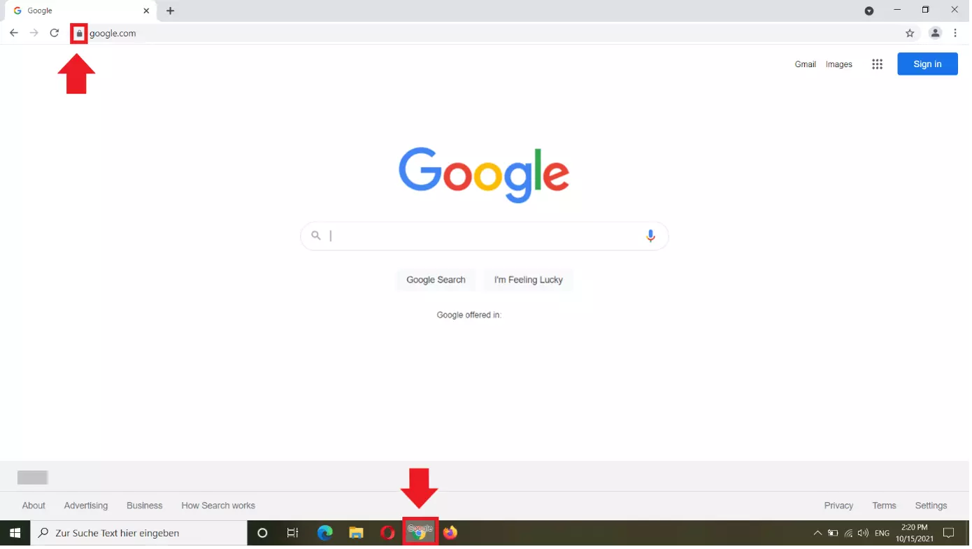 Google Chrome: Drag the lock icon to Chrome icon in taskbar