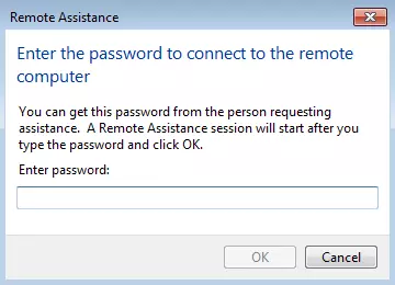 Entry window with a prompt to enter the password into the text field