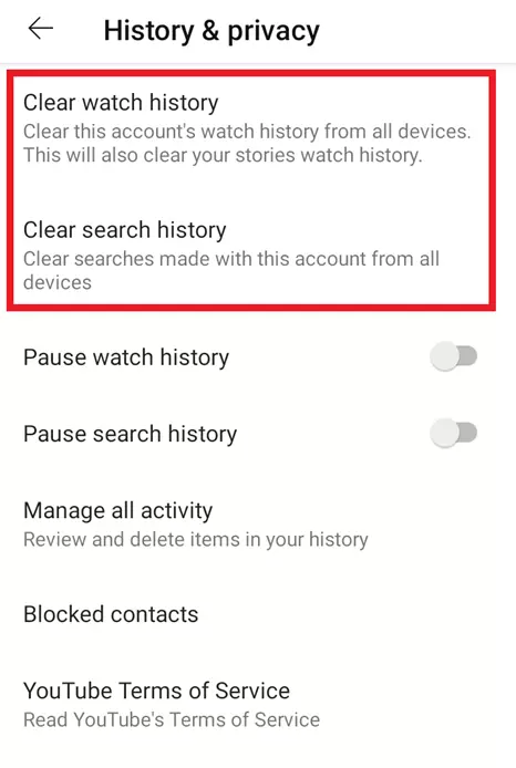 How to delete search on youtube sale