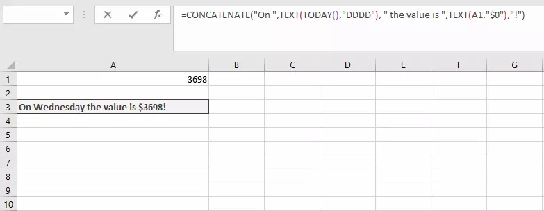 Combining CONCATENATE and TEXT