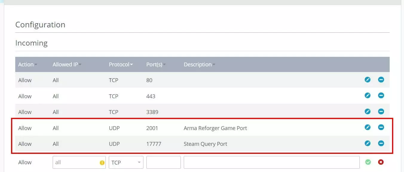 Opening a port in the IONOS Cloud Panel