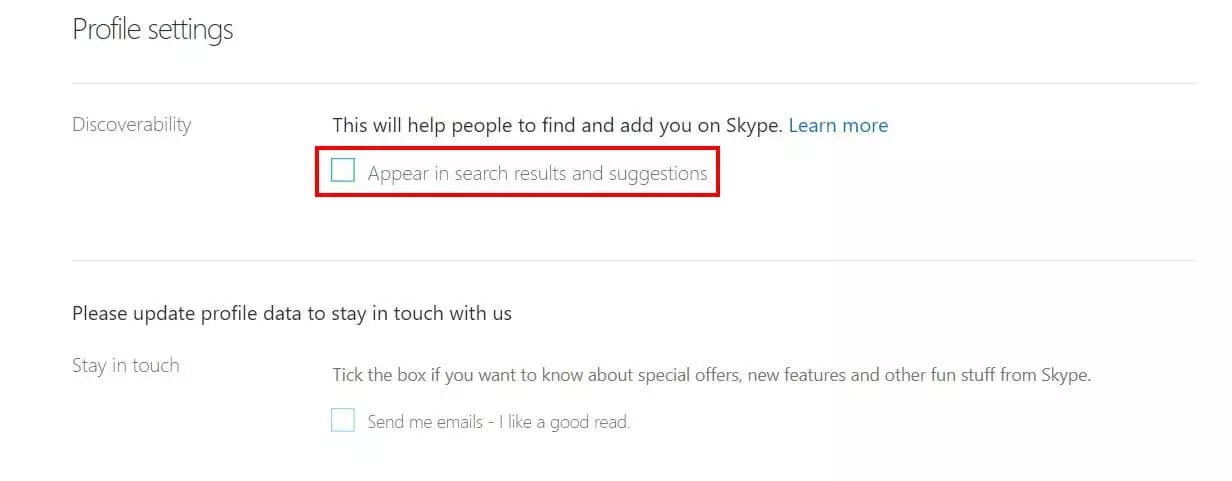 Skype: `Profile Settings´