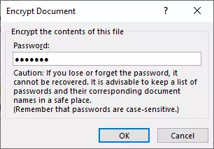 Screenshot of the ‘Encrypt Document’ window