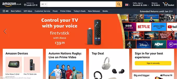 Amazon’s homepage