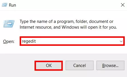 Windows 10: Run dialogue ‘regedit’