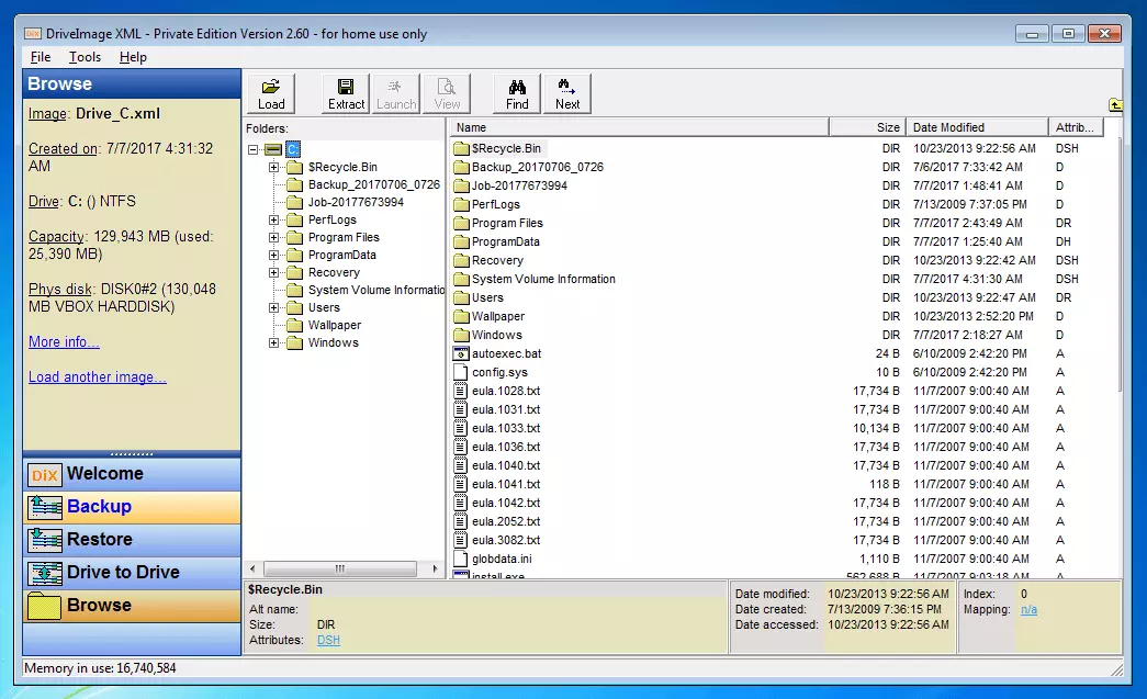 DriveImage XML 2.60: Browse function