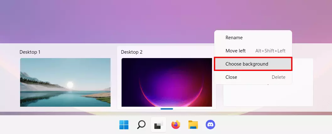 ‘Choose background’ in Windows 11 desktop manager