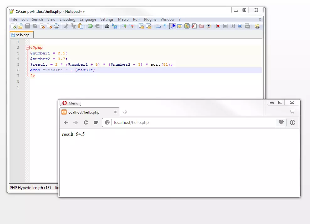 Calculation with floating point numbers and bracketed terms