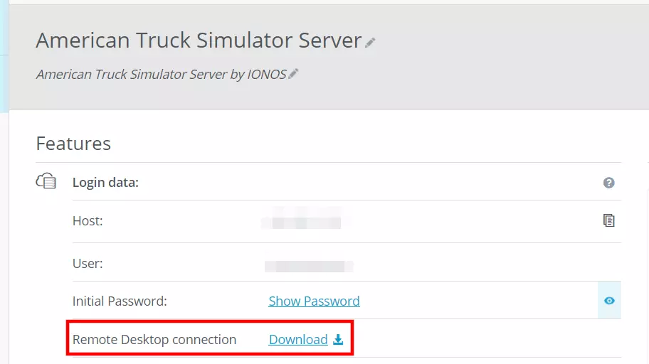 Remote Desktop Connection setup in the IONOS Cloud Panel