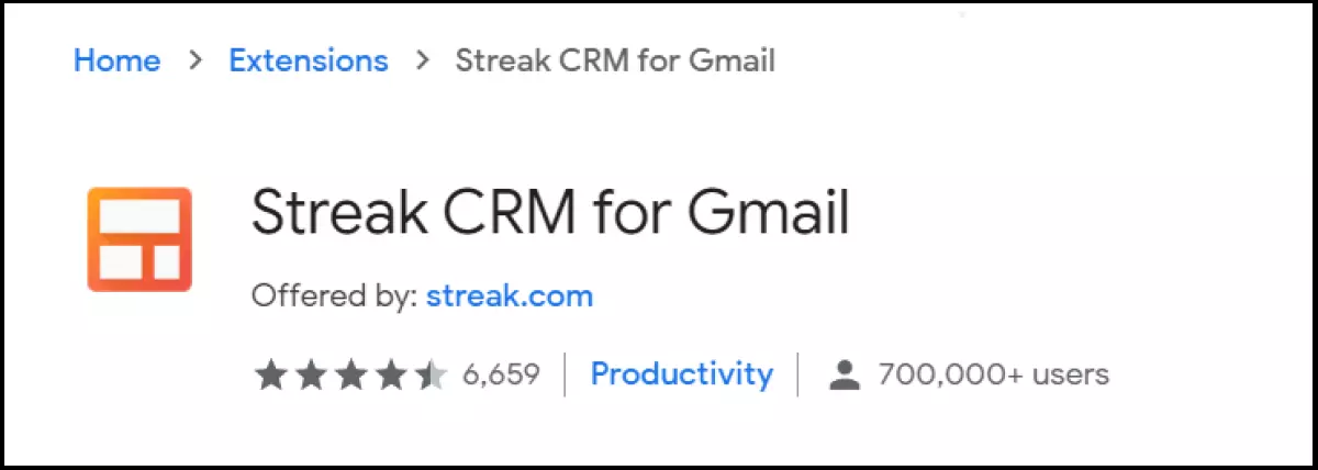 Streak CRM provides integrated Gmail capabilities for sales, customer mail, tracking, and pipelining