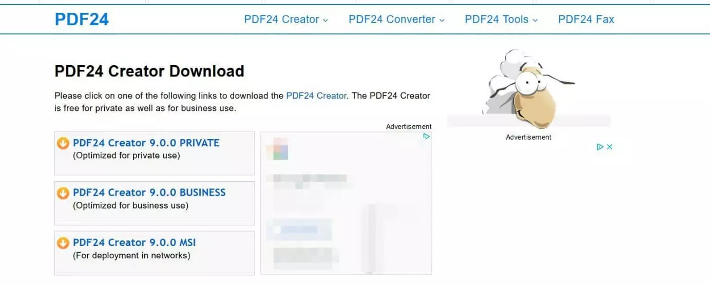 PDF24 Creator homepage: Download centre